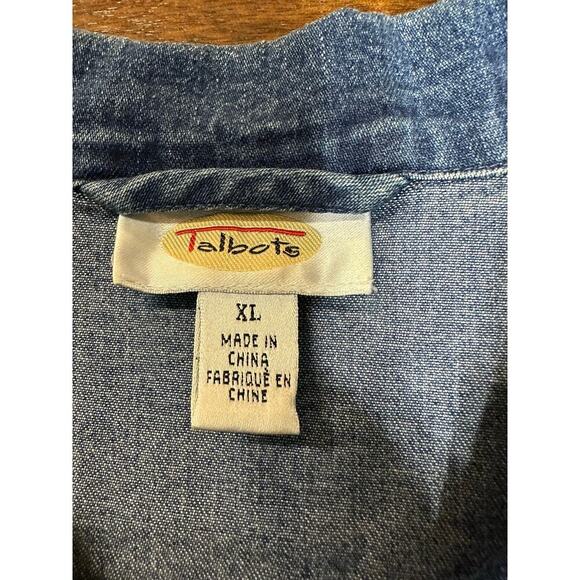 VTG Talbots Denim Top Women XL Y2K Clueless Grunge Coquette Festival Feminine - Picture 2 of 8